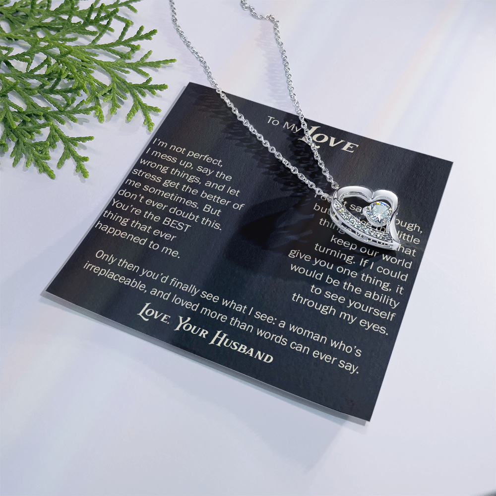 Forever Love Necklace for Wife From Husband, Anniversary Jewelry, Christmas Birthday Present for Her, To My Soulmate Gift