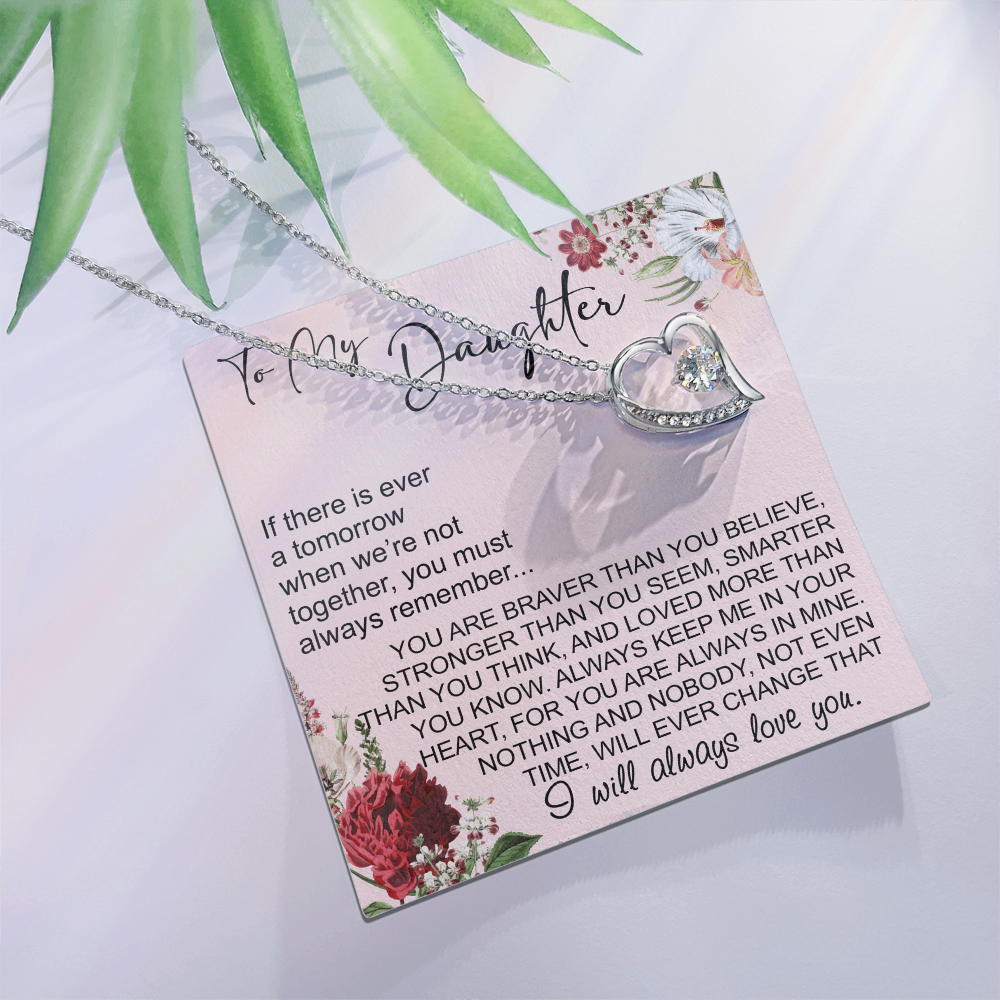 To My Daughter Gift from Dad Mom, Mother In Law, Father In Law - Forever Love Heart Necklace For Little Girl