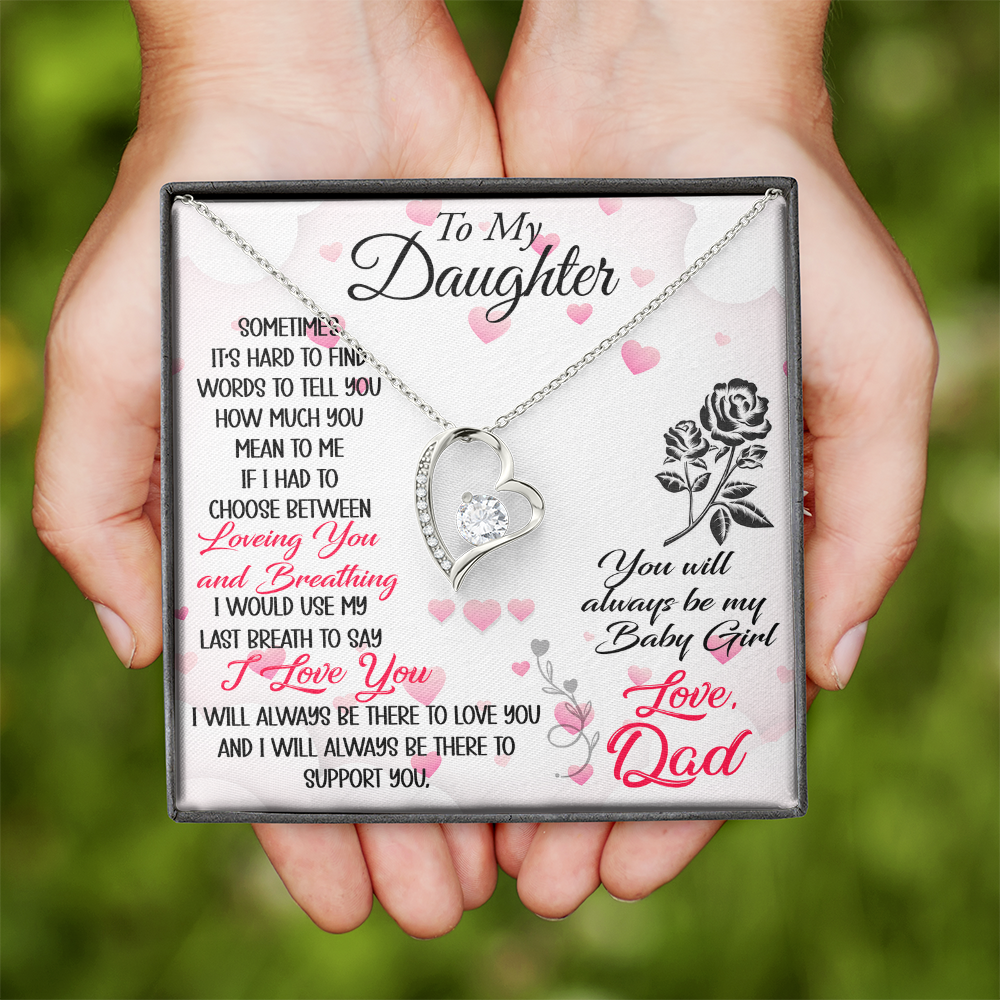Proud Dad to Daughter Forever Love Necklace Gift for Birthday, Christmas, Back to School, Wedding or any Special Occasions. Best Gift from Father