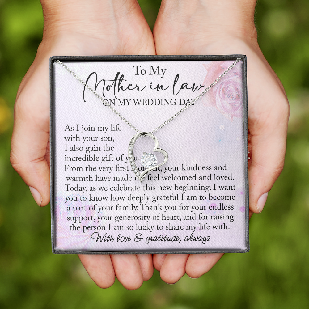 Mother-in-Law Wedding Day Forever Love Heart Necklace, Custom MIL Jewelry, Daughter-in-Law Gift, Personalized Gift From Bride