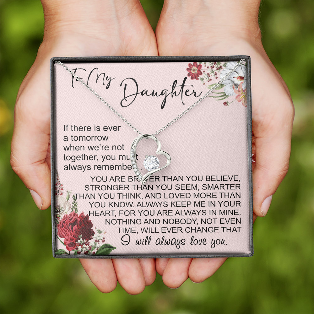 To My Daughter Gift from Dad Mom, Mother In Law, Father In Law - Forever Love Heart Necklace For Little Girl
