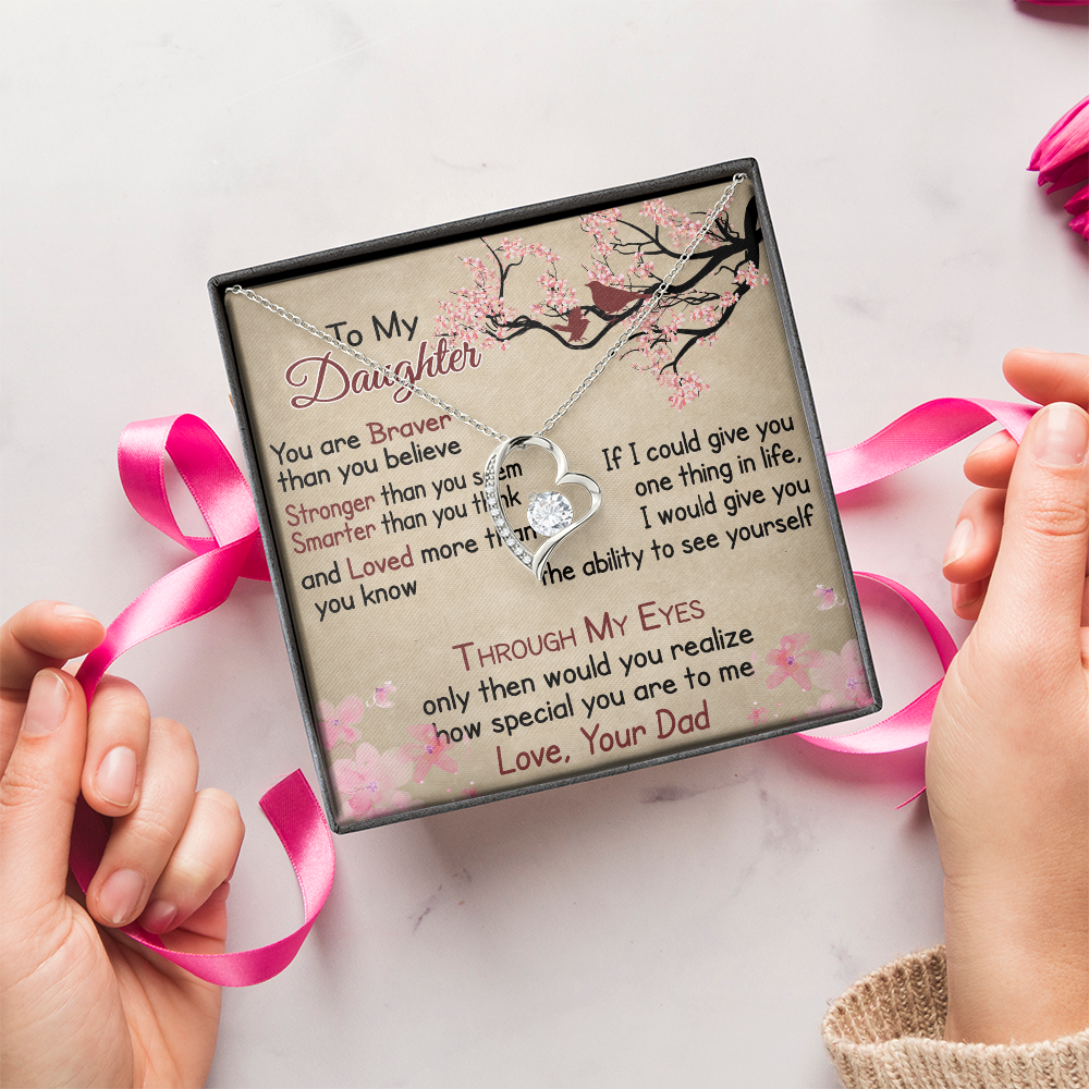 To My Daughter Gift from Dad - Forever Love Necklace for Your Princess, Little Girl Present