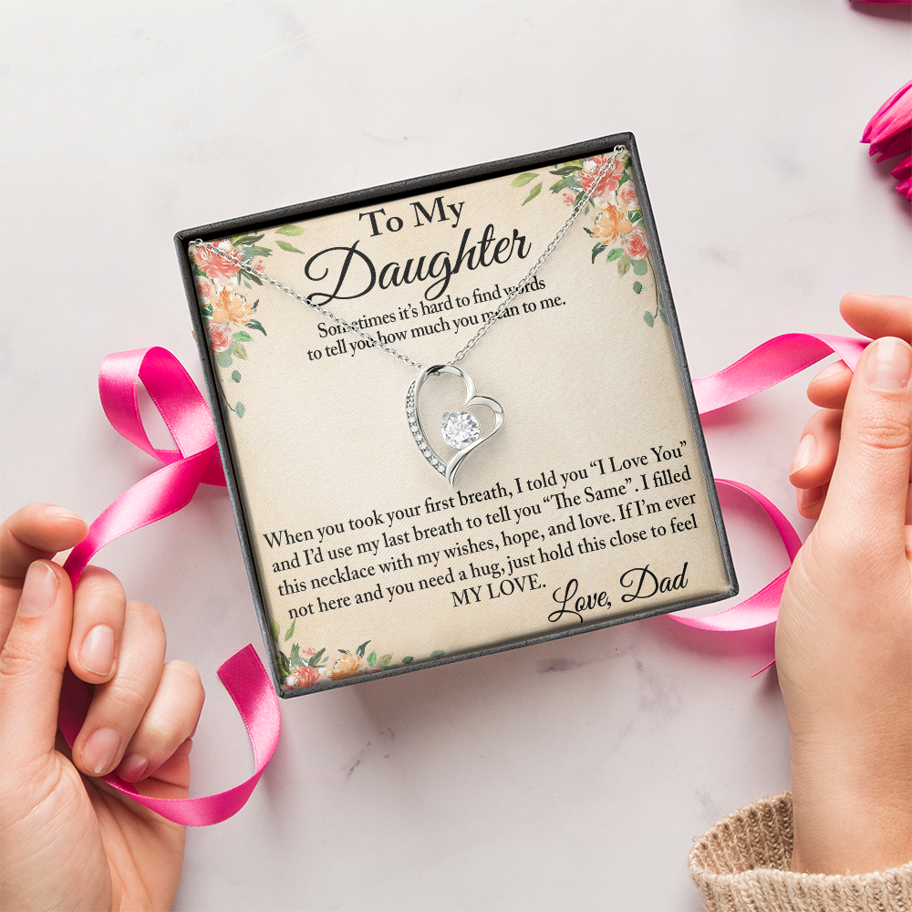To My Daughter Unique Gift From Dad Forever Love Heart Necklace for Little Girl (134218942827)