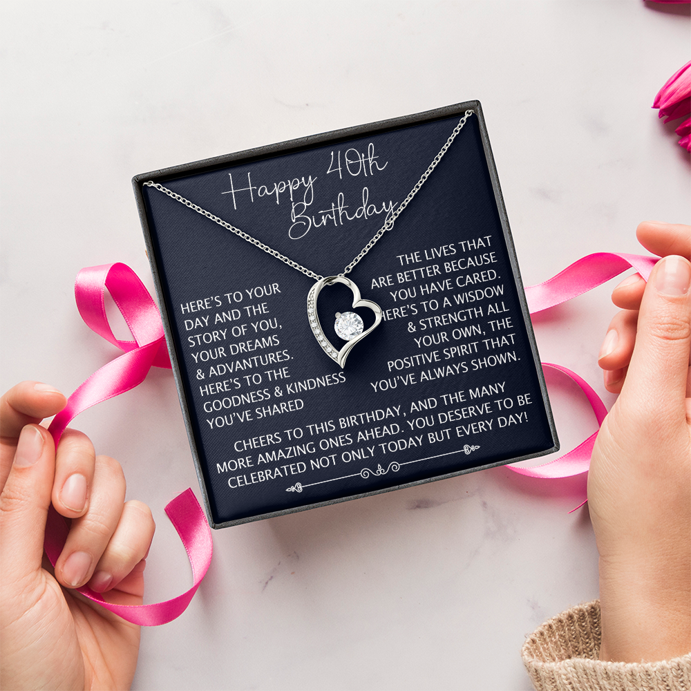 Happy 40th Birthday Gift - Forever Love Unique Necklace for Wife, Daughter, Grandma, Granddaughter, Mom, Women, Christmas, Birthday Gift