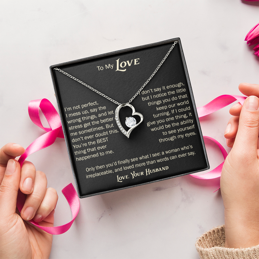 Forever Love Necklace for Wife From Husband, Anniversary Jewelry, Christmas Birthday Present for Her, To My Soulmate Gift