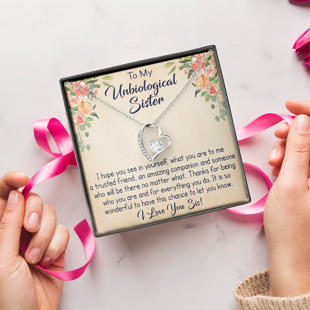 To My Unbiological Sister Forever Love Necklace, Unique Gift for Birthday, Mother's Day, Christmas, or any Special Occasion.