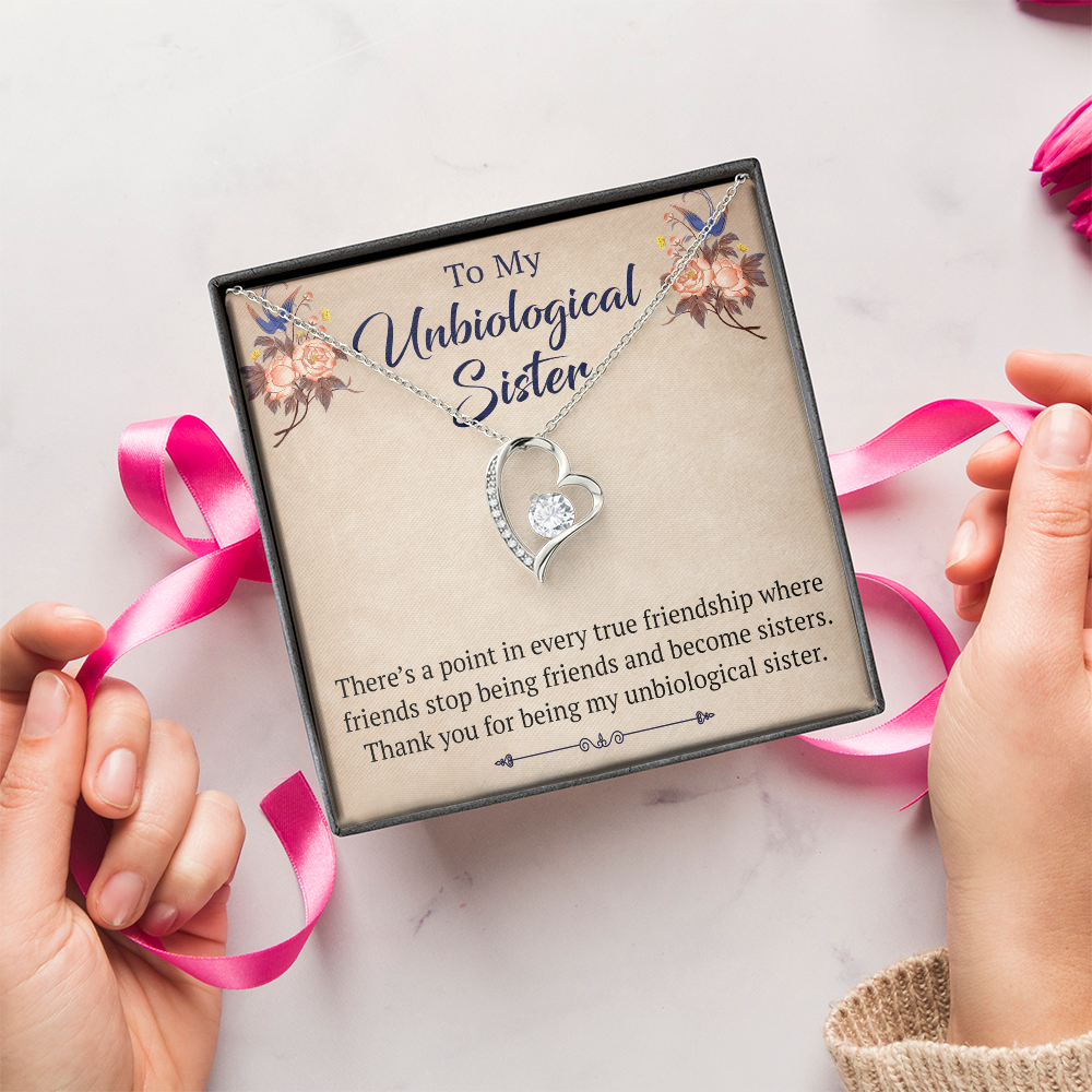 To My Unbiological Sister Forever Love Heart Necklace, Unique Gift for Birthday, Mother's Day, Christmas, or any Special Occasion