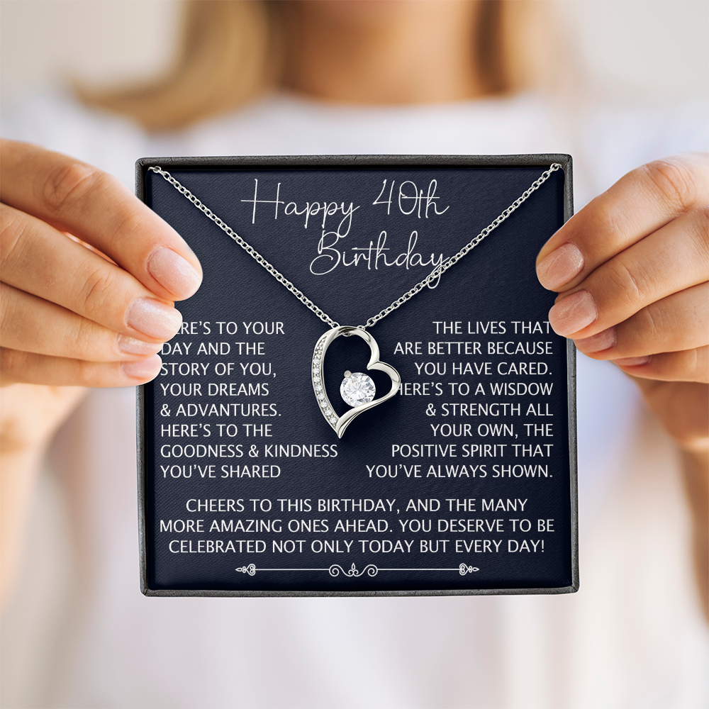Happy 40th Birthday Gift - Forever Love Unique Necklace for Wife, Daughter, Grandma, Granddaughter, Mom, Women, Christmas, Birthday Gift