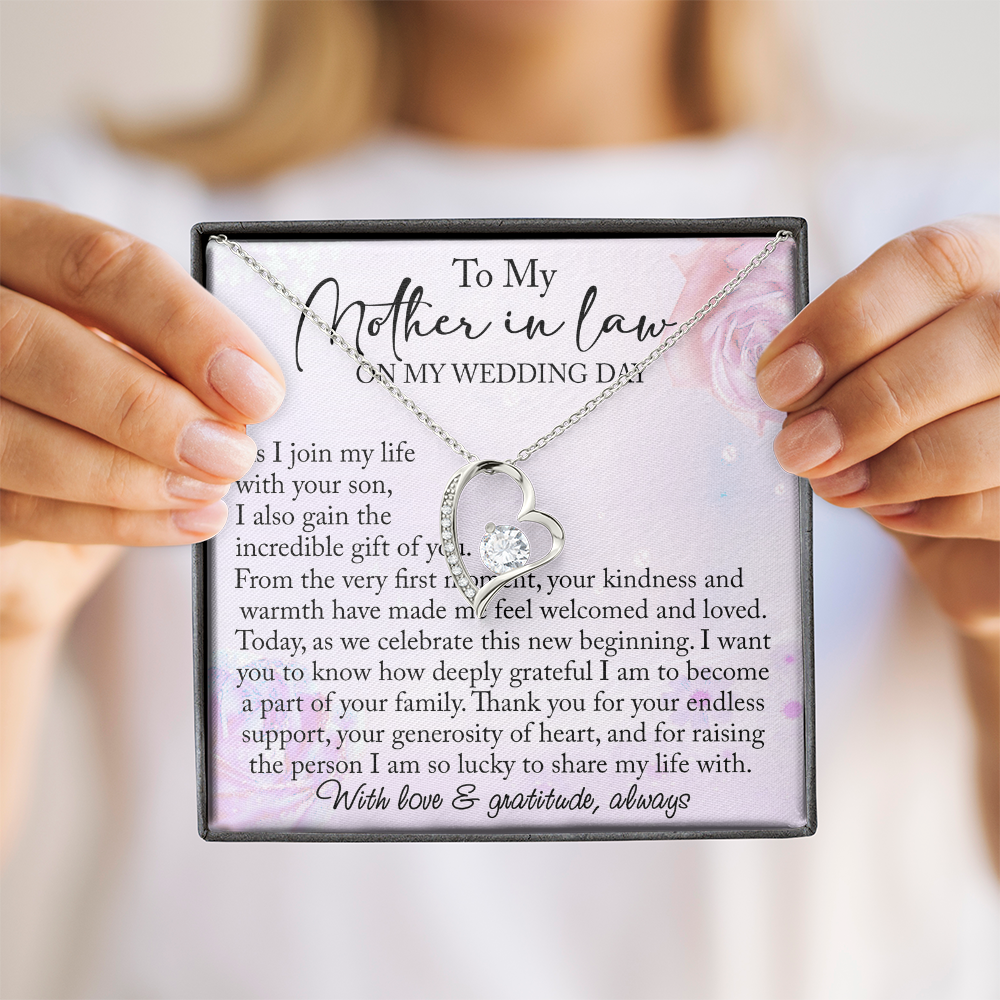 Mother-in-Law Wedding Day Forever Love Heart Necklace, Custom MIL Jewelry, Daughter-in-Law Gift, Personalized Gift From Bride
