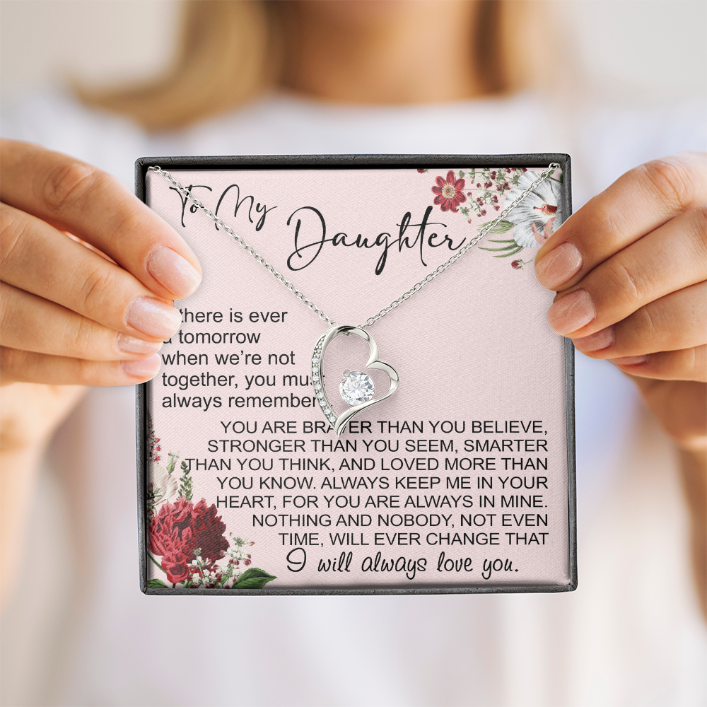 To My Daughter Gift from Dad Mom, Mother In Law, Father In Law - Forever Love Heart Necklace For Little Girl