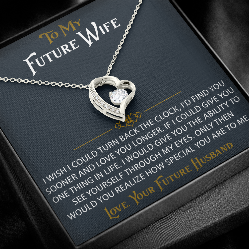 To My Future Wife Forever Love Heart Pendant Necklace Sentimental Gift for Bride (133562991407)