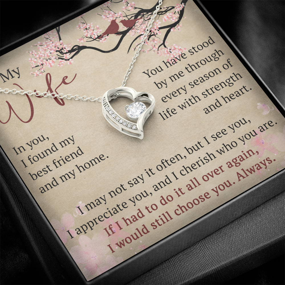 Wife Necklace Anniversary Gift Birthday Present For Her, Forever Love Necklace Romantic Keepsake from Husband