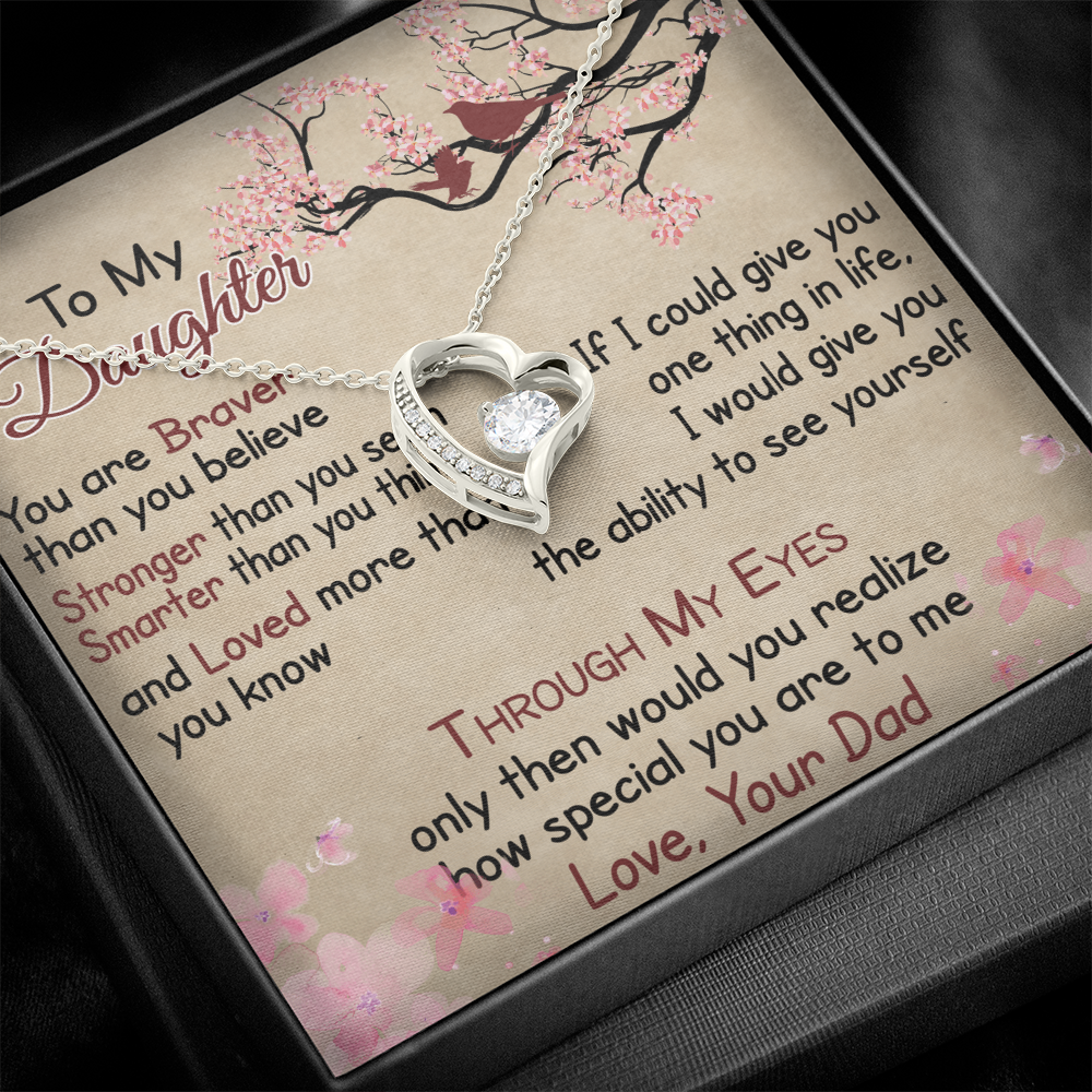 To My Daughter Gift from Dad - Forever Love Necklace for Your Princess, Little Girl Present