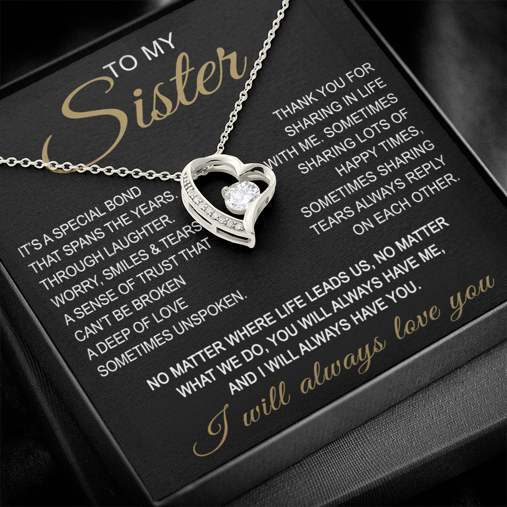 To My Sister Forever Love Necklace Sister Gifts With Heartfelt Message, Sister Gifts From Sister Brother For Birthday