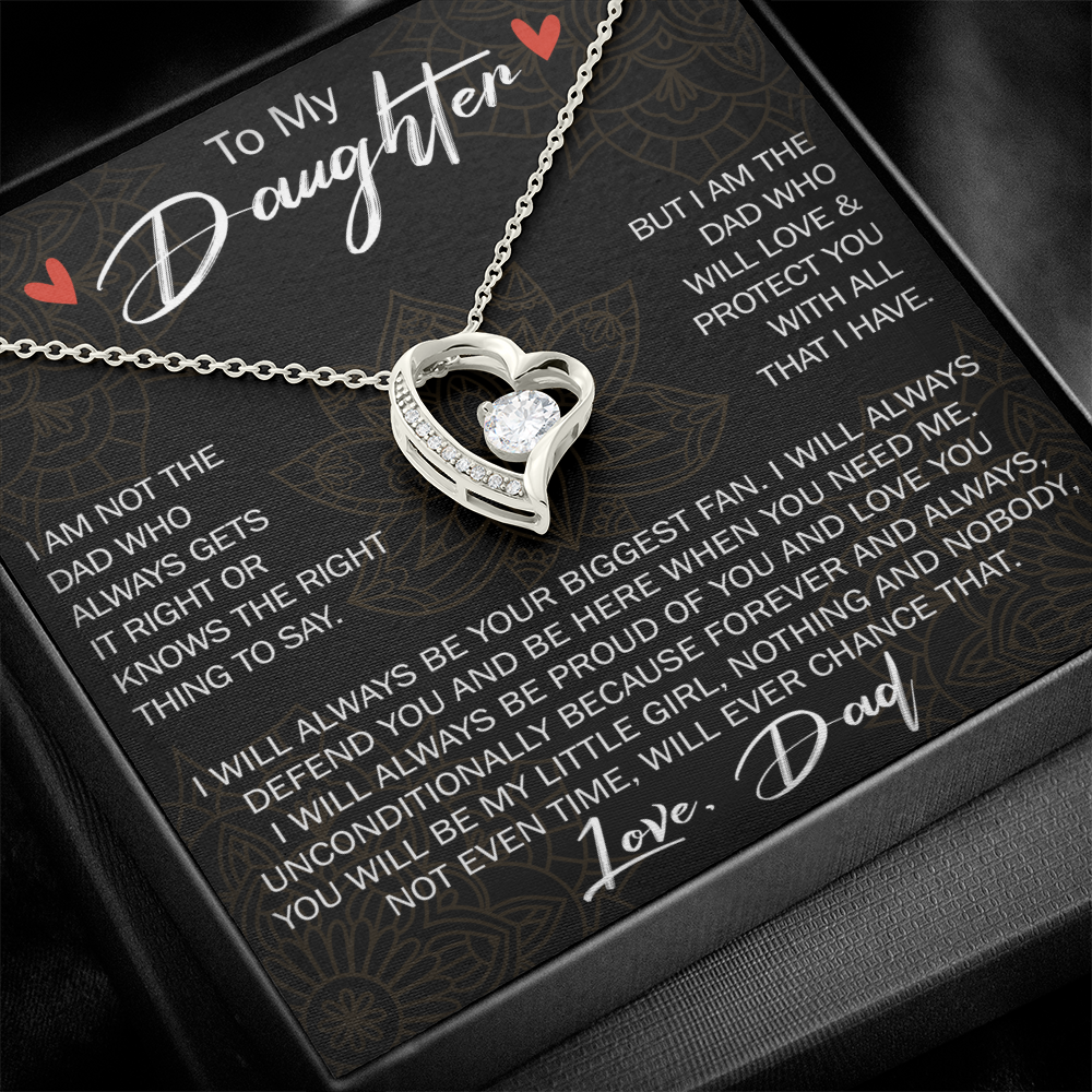 To My Daughter Forever Love Necklace Gift - Family Matching Jewelry for Birthday Back to School, Christmas Eve from Dad Papa, Father