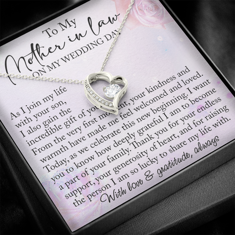 Mother-in-Law Wedding Day Forever Love Heart Necklace, Custom MIL Jewelry, Daughter-in-Law Gift, Personalized Gift From Bride