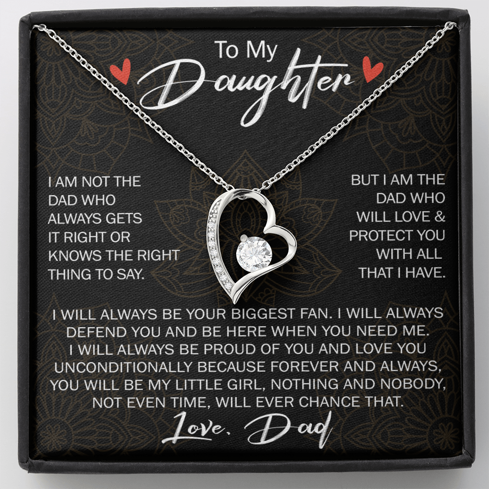 To My Daughter Forever Love Necklace Gift - Family Matching Jewelry for Birthday Back to School, Christmas Eve from Dad Papa, Father