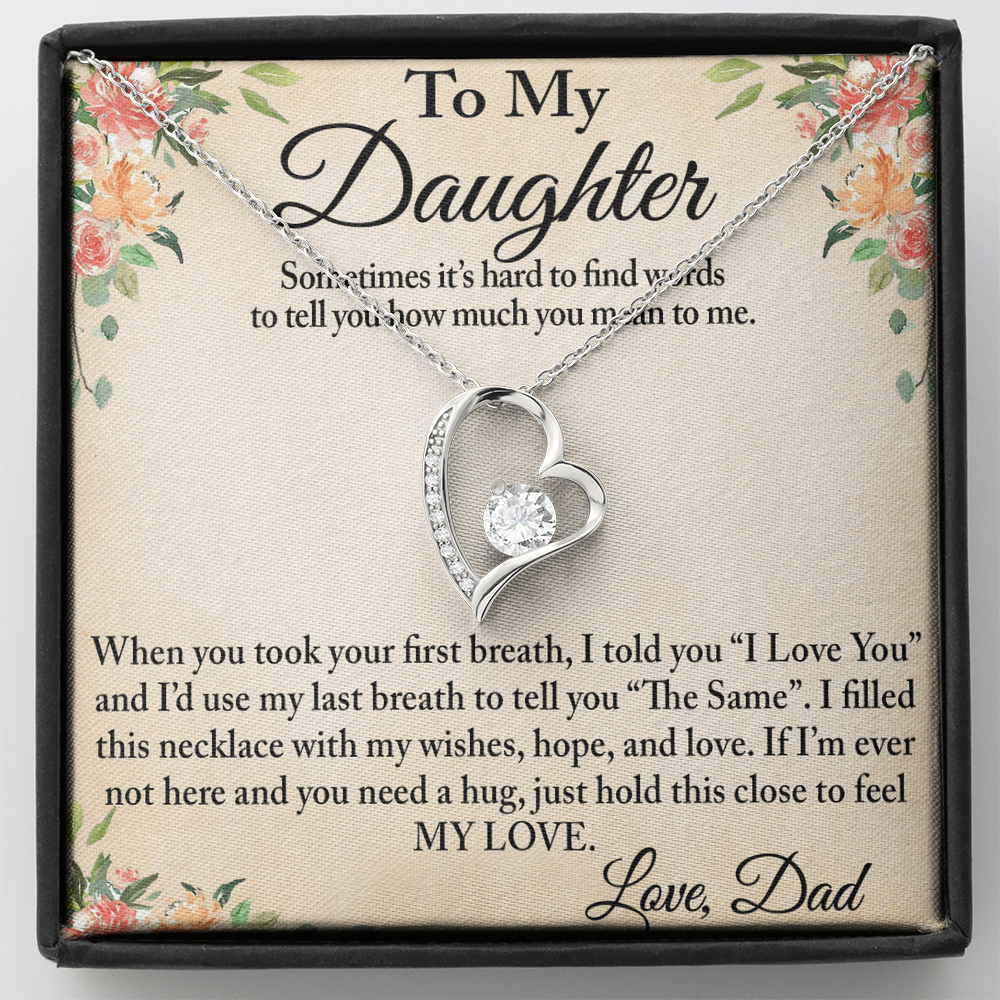 To My Daughter Unique Gift From Dad Forever Love Heart Necklace for Little Girl (134218942827)