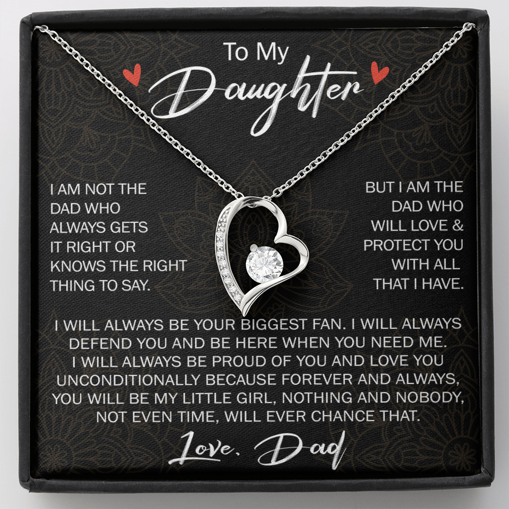 To My Daughter Gift from Dad - Forever Love Necklace for Your Princess, Little Girl Present - Birthday Gift