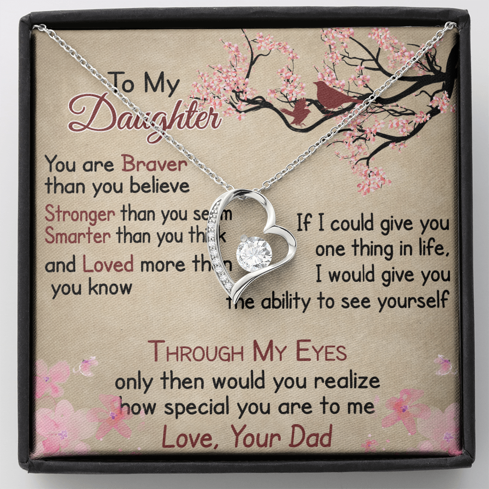 To My Daughter Gift from Dad - Forever Love Necklace for Your Princess, Little Girl Present