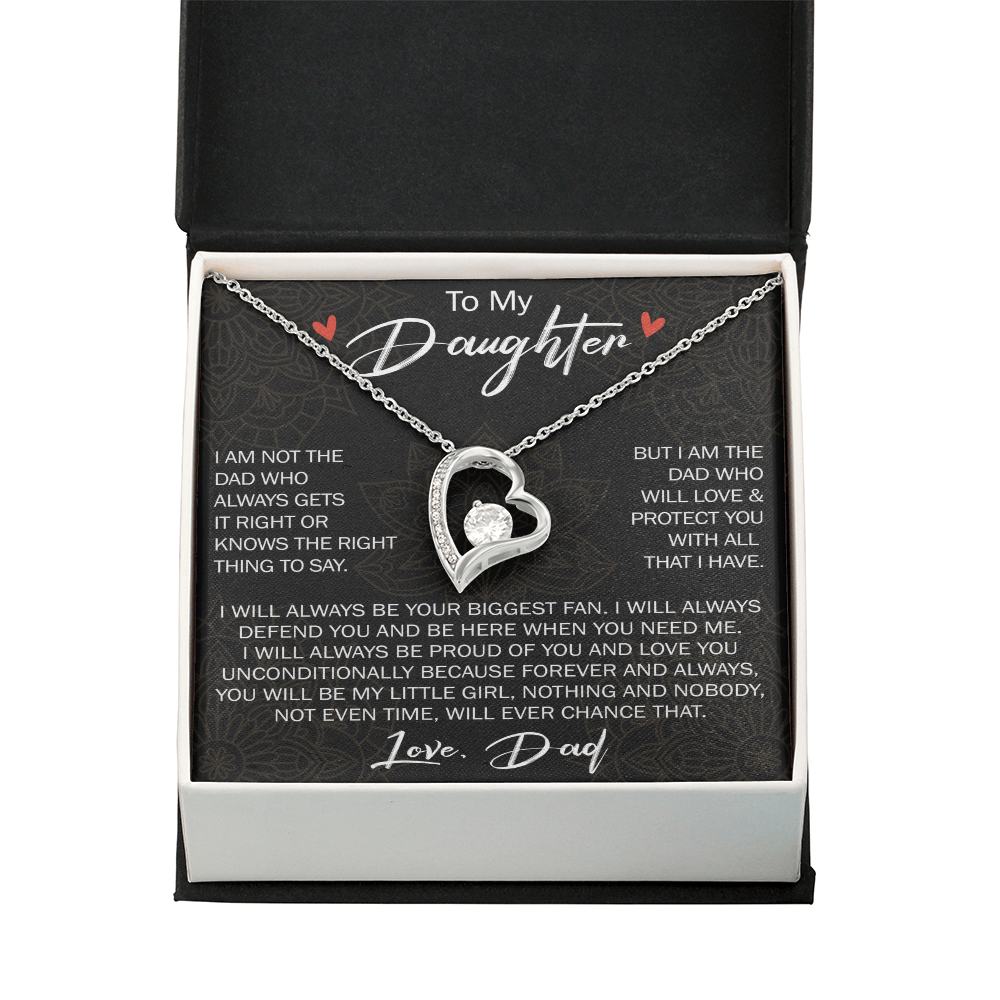 To My Daughter Gift from Dad - Forever Love Necklace for Your Princess, Little Girl Present - Birthday Gift