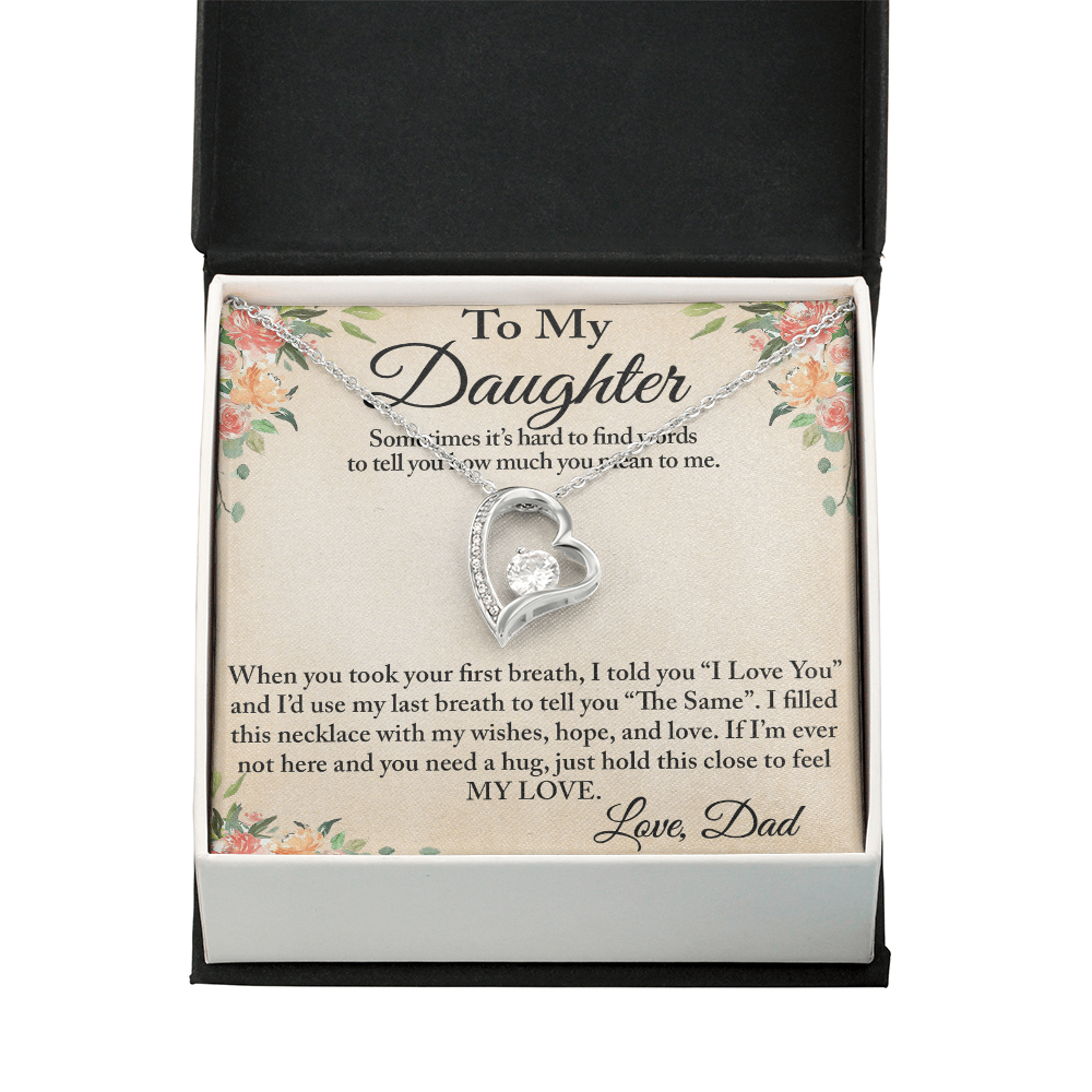 To My Daughter Unique Gift From Dad Forever Love Heart Necklace for Little Girl (134218942827)