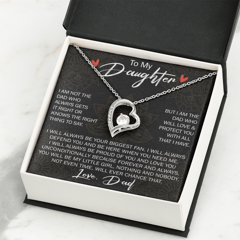 To My Daughter Forever Love Necklace Gift - Family Matching Jewelry for Birthday Back to School, Christmas Eve from Dad Papa, Father