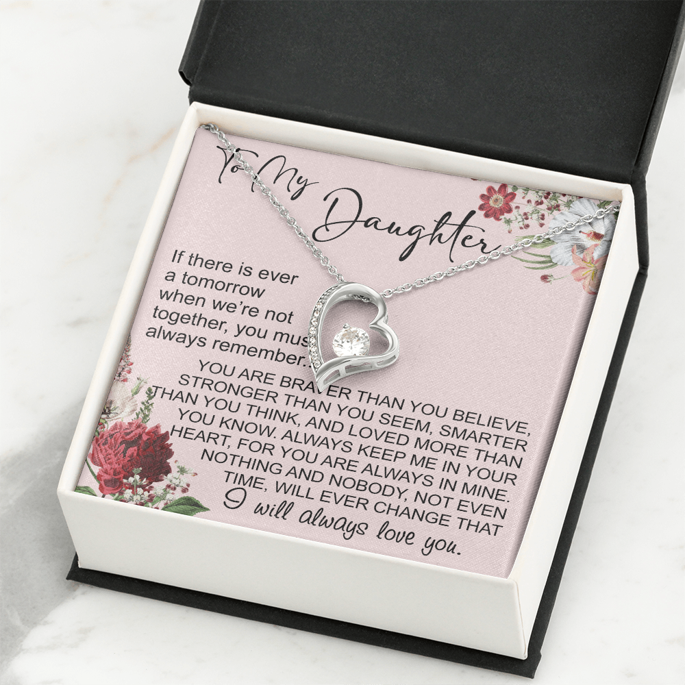 To My Daughter Gift from Dad Mom, Mother In Law, Father In Law - Forever Love Heart Necklace For Little Girl