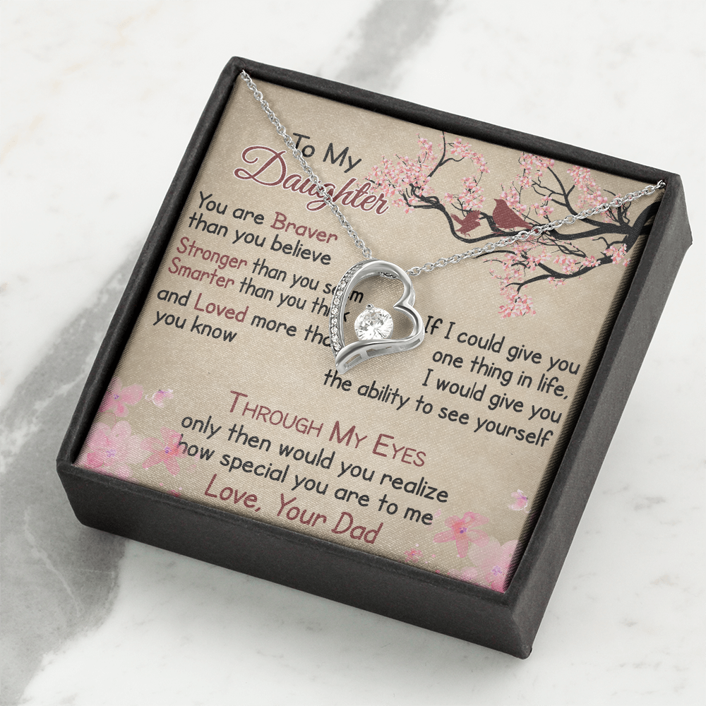 To My Daughter Gift from Dad - Forever Love Necklace for Your Princess, Little Girl Present