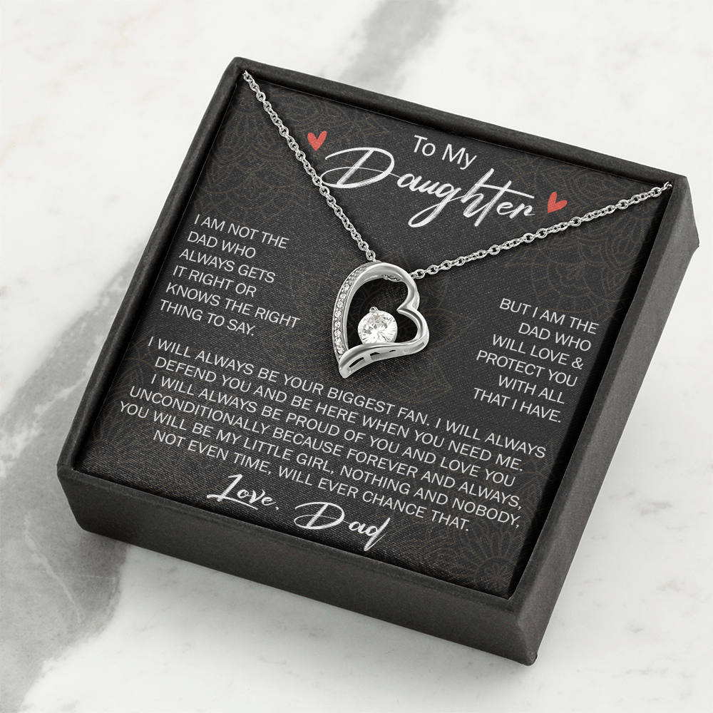 Forever Love Necklace For Loving Daughter from Dad - Unique Birthday Gift for Daughter, Graduation Gift for Little Girl