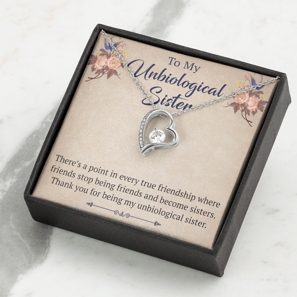 To My Unbiological Sister Forever Love Heart Necklace, Unique Gift for Birthday, Mother's Day, Christmas, or any Special Occasion