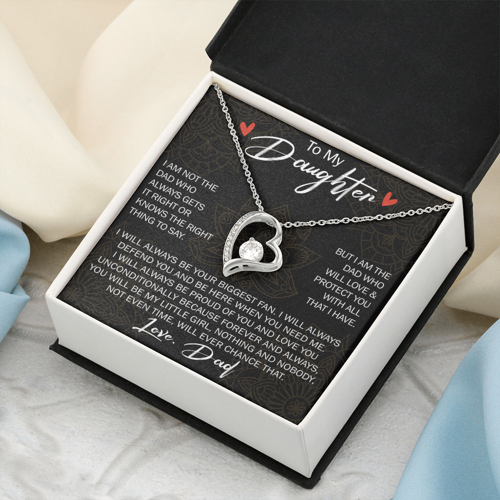 To My Daughter Forever Love Necklace Gift - Family Matching Jewelry for Birthday Back to School, Christmas Eve from Dad Papa, Father