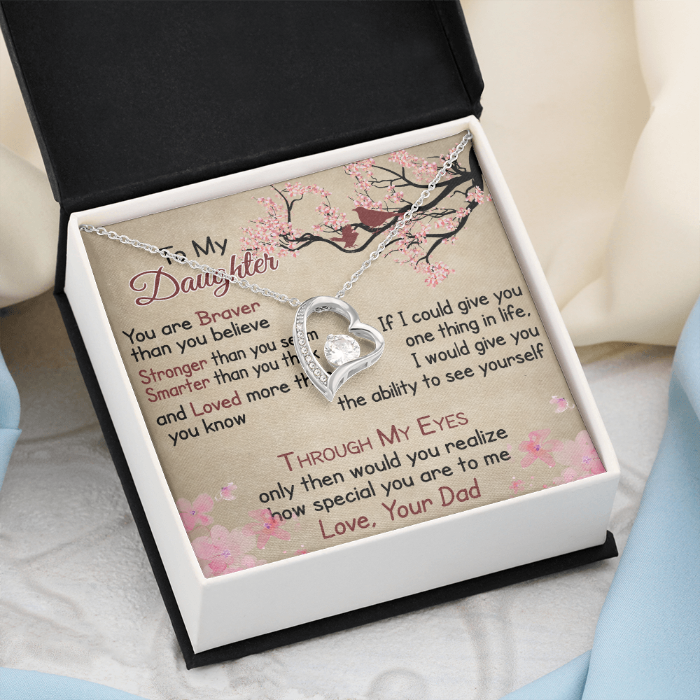 To My Daughter Gift from Dad - Forever Love Necklace for Your Princess, Little Girl Present
