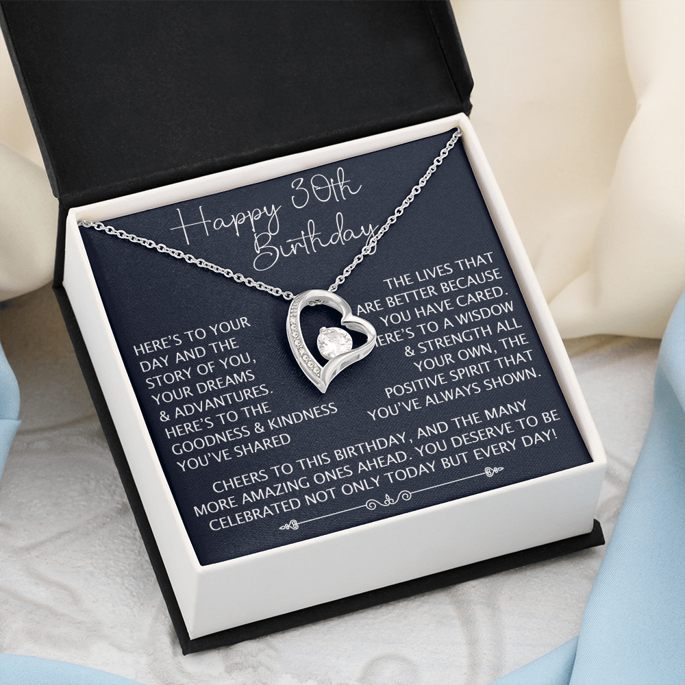 30th Birthday Gift for Her, Forever Love Heart Necklace, 30th Birthday Jewelry, Turning 30 Keepsake Gift for