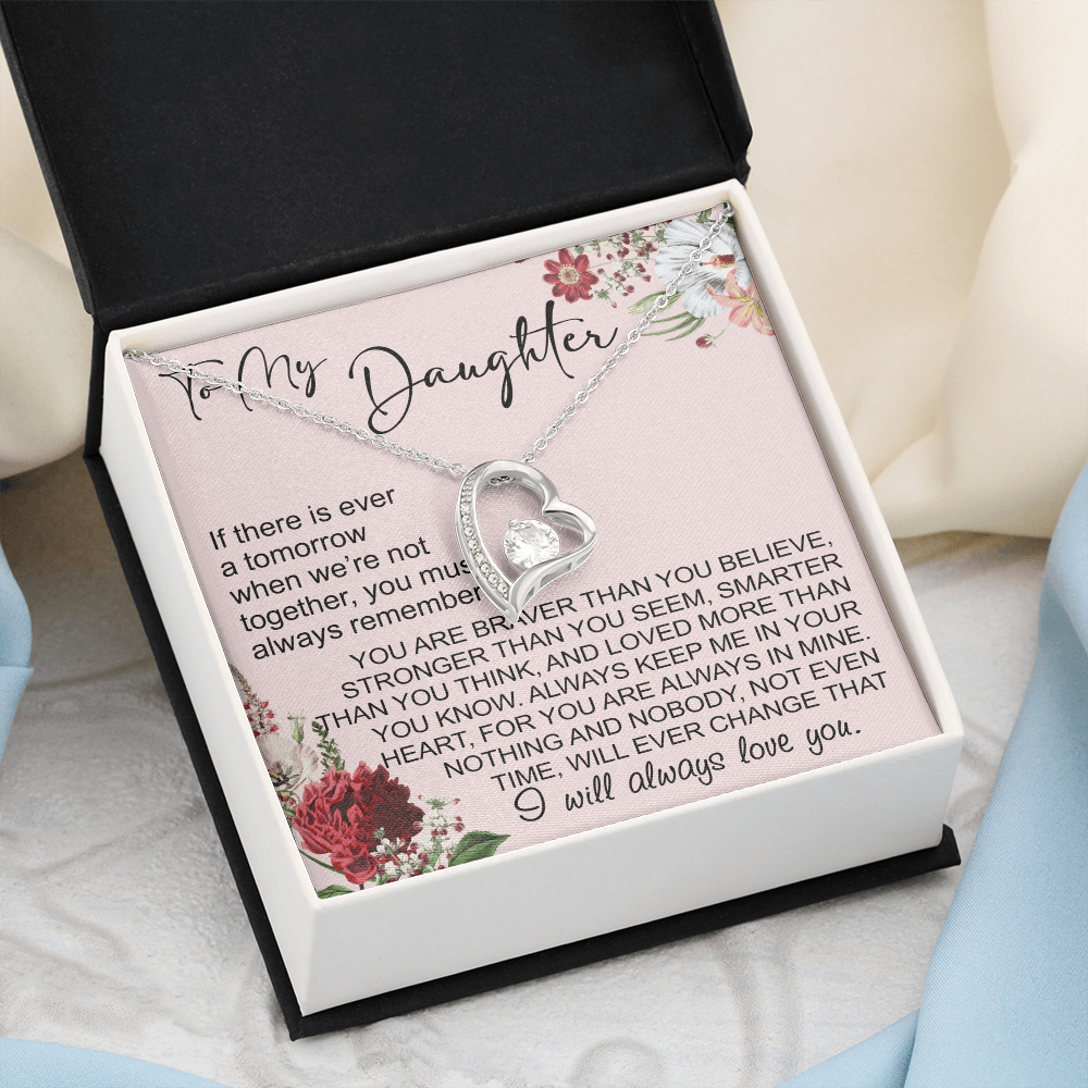 To My Daughter Gift from Dad Mom, Mother In Law, Father In Law - Forever Love Heart Necklace For Little Girl