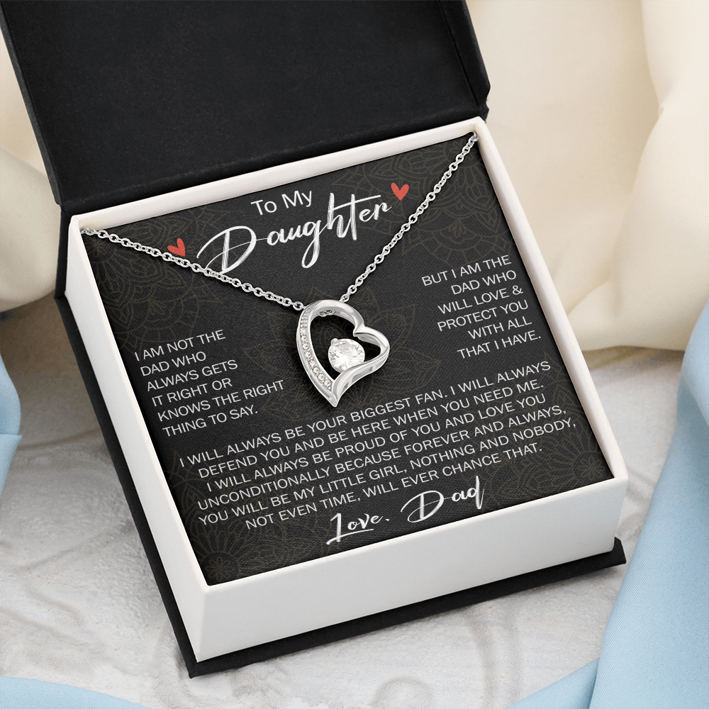 To My Daughter Gift from Dad - Forever Love Necklace for Your Princess, Little Girl Present - Birthday Gift