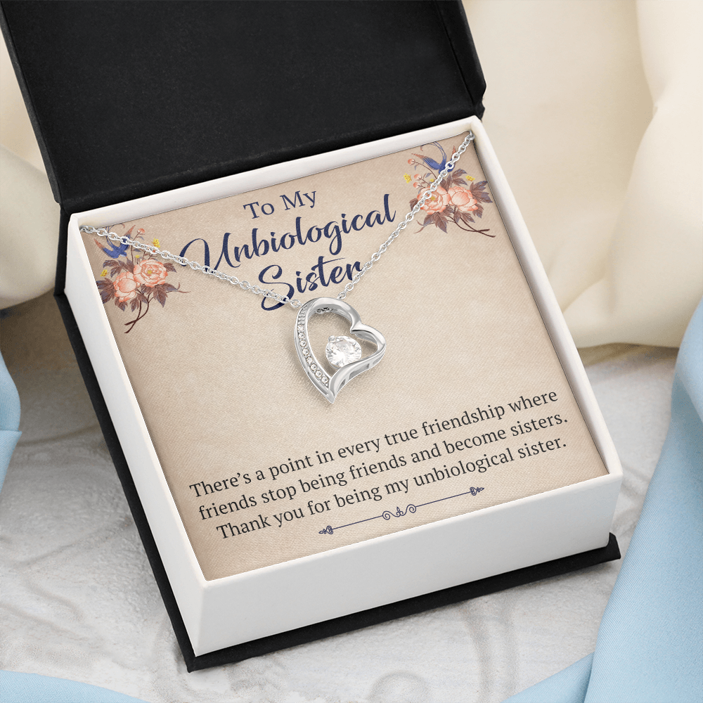 To My Unbiological Sister Forever Love Heart Necklace, Unique Gift for Birthday, Mother's Day, Christmas, or any Special Occasion