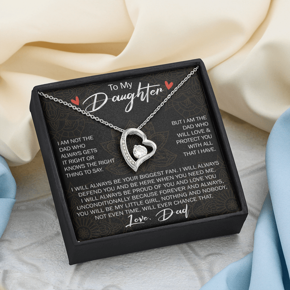 To My Daughter Forever Love Necklace Gift - Family Matching Jewelry for Birthday Back to School, Christmas Eve from Dad Papa, Father