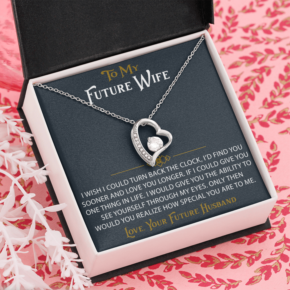 To My Future Wife Forever Love Heart Pendant Necklace Sentimental Gift for Bride (133562991407)