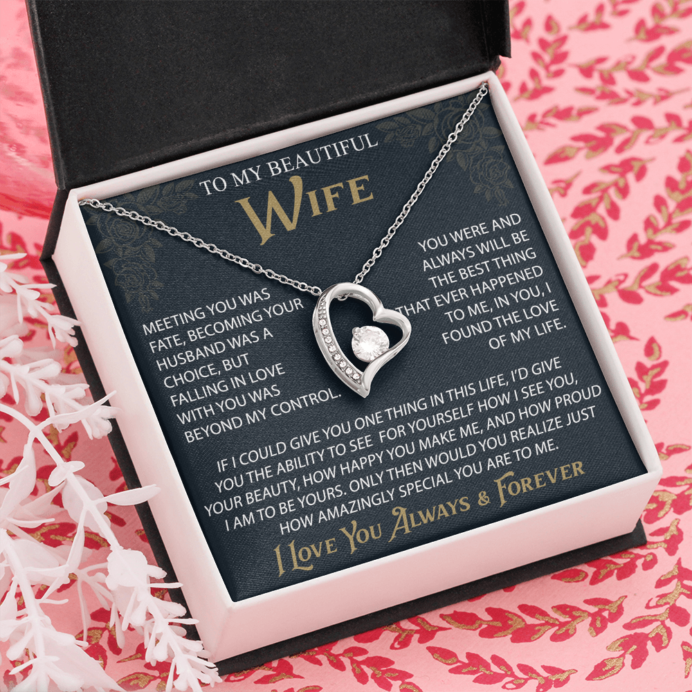 To My Wife Forever Love Necklace, Christmas Gifts For Women, Anniversary Gift For Wife