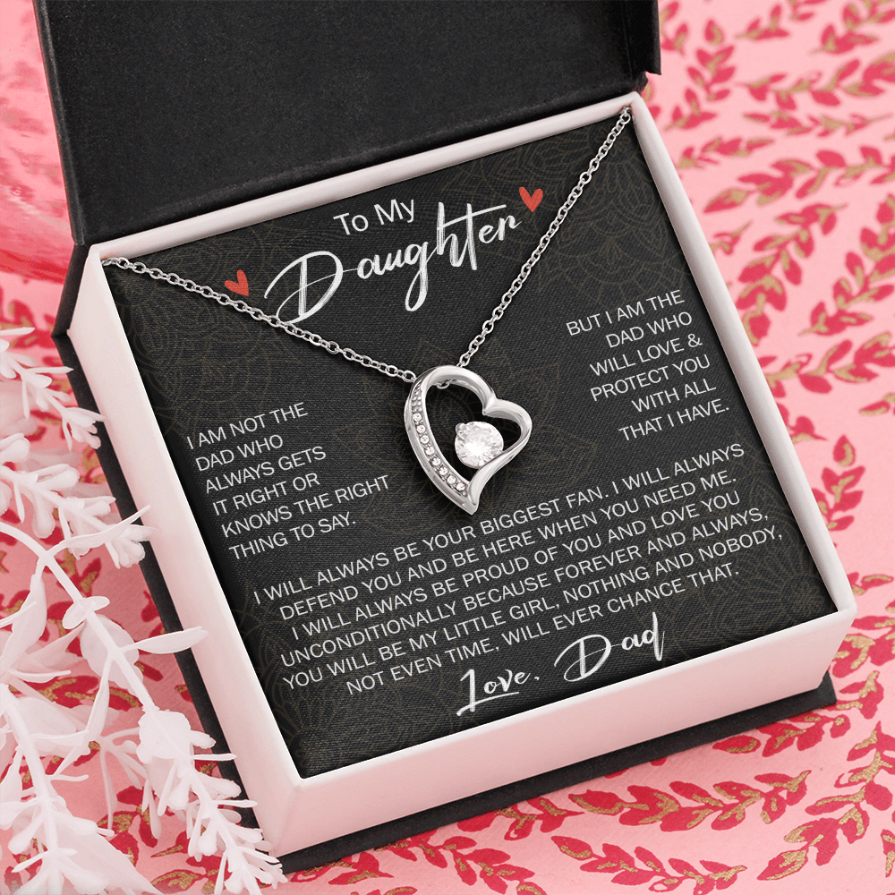 Forever Love Necklace For Loving Daughter from Dad - Unique Birthday Gift for Daughter, Graduation Gift for Little Girl
