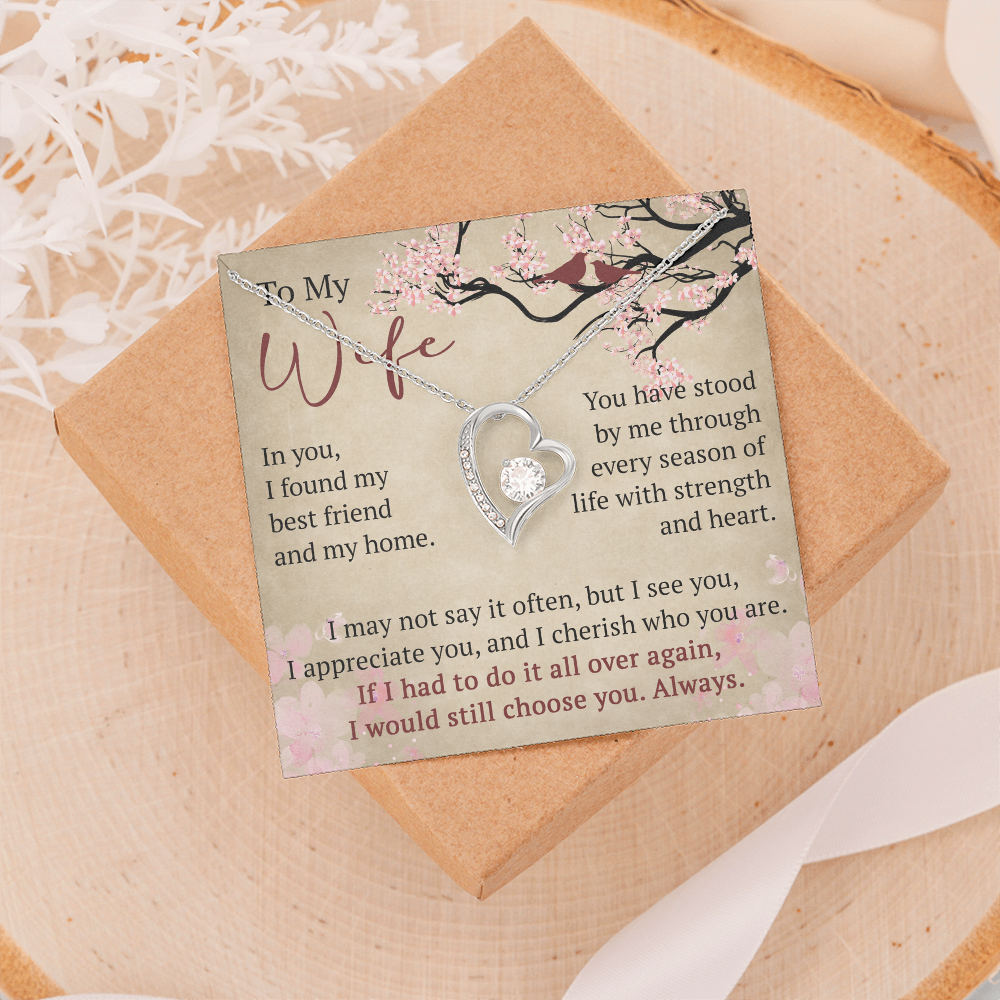 Wife Necklace Anniversary Gift Birthday Present For Her, Forever Love Necklace Romantic Keepsake from Husband