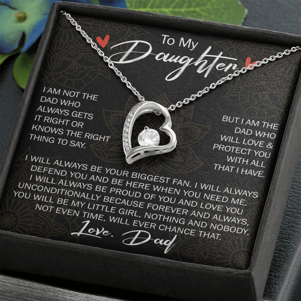 To My Daughter Forever Love Necklace Gift - Family Matching Jewelry for Birthday Back to School, Christmas Eve from Dad Papa, Father