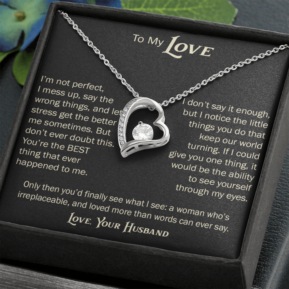 Forever Love Necklace for Wife From Husband, Anniversary Jewelry, Christmas Birthday Present for Her, To My Soulmate Gift