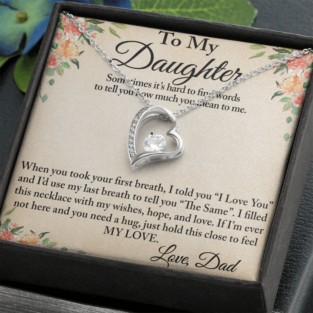 To My Daughter Unique Gift From Dad Forever Love Heart Necklace for Little Girl (134218942827)