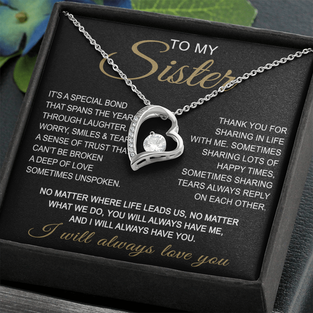 To My Sister Forever Love Necklace Sister Gifts With Heartfelt Message, Sister Gifts From Sister Brother For Birthday