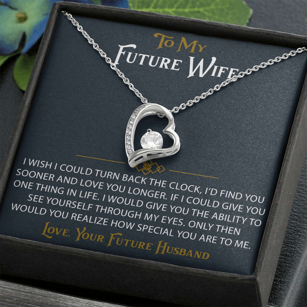 To My Future Wife Forever Love Heart Pendant Necklace Sentimental Gift for Bride (133562991407)