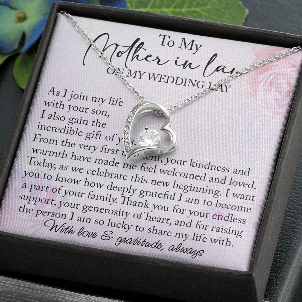 Mother-in-Law Wedding Day Forever Love Heart Necklace, Custom MIL Jewelry, Daughter-in-Law Gift, Personalized Gift From Bride