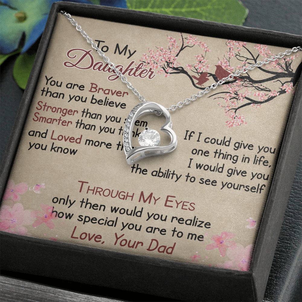 To My Daughter Gift from Dad - Forever Love Necklace for Your Princess, Little Girl Present
