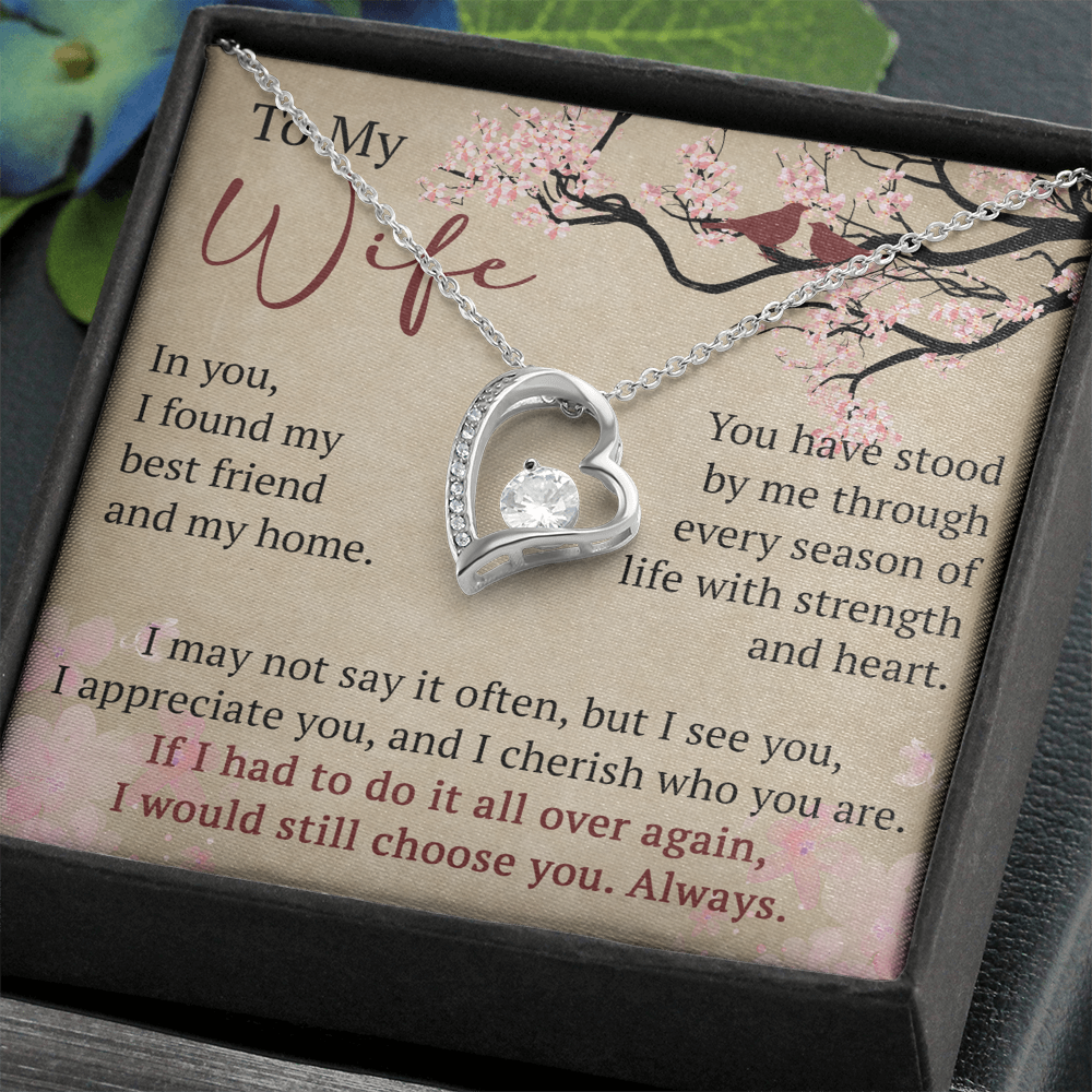 Wife Necklace Anniversary Gift Birthday Present For Her, Forever Love Necklace Romantic Keepsake from Husband